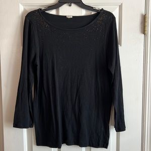 J. Crew Women’s L Black Sweater w/ Sequin Shoulder Detail